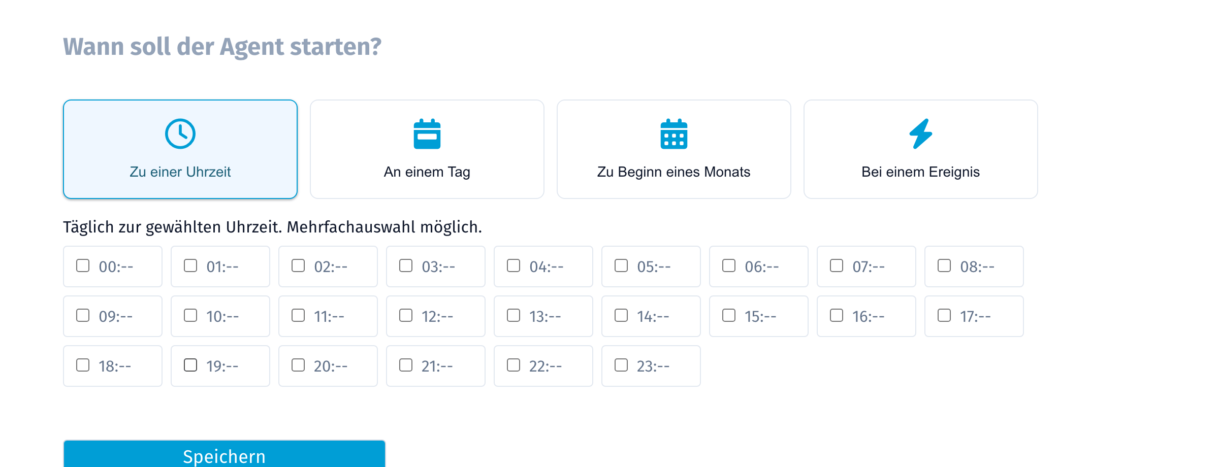 Trigger-Auswahl: Uhrzeiten