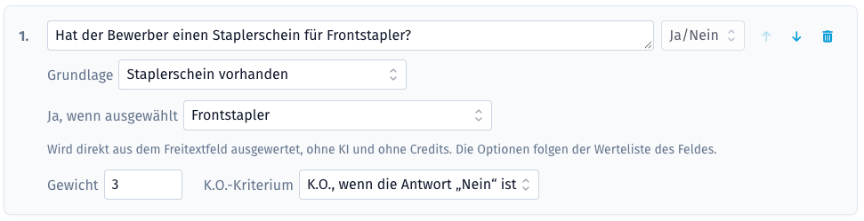Frage mit Grundlage Freitextfeld