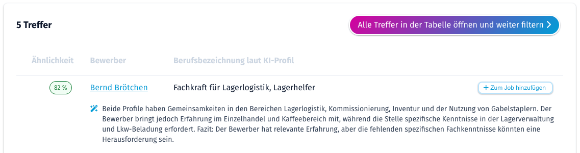Treffer mit KI-Begründung