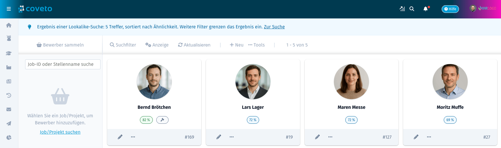 Treffer in der Bewerberliste
